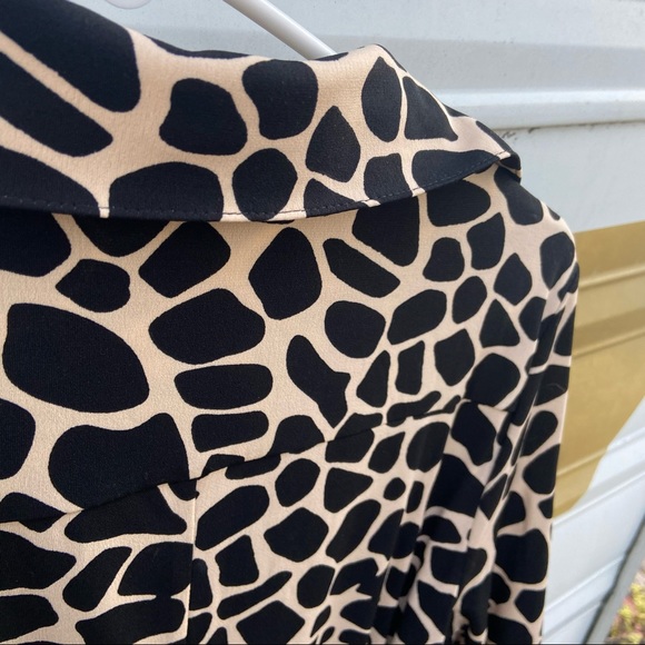 San Tropez Long Sleeve dress animal print cheetah leopard button up collared - Picture 4 of 11